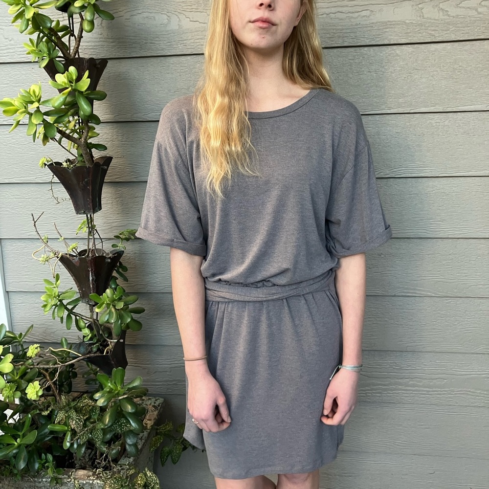 All Saints Blouson T-Shirt Dress with Tie size M